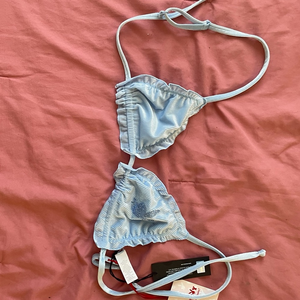 NWT Pacsun Velvet Velour Playboy Love Bikini Top